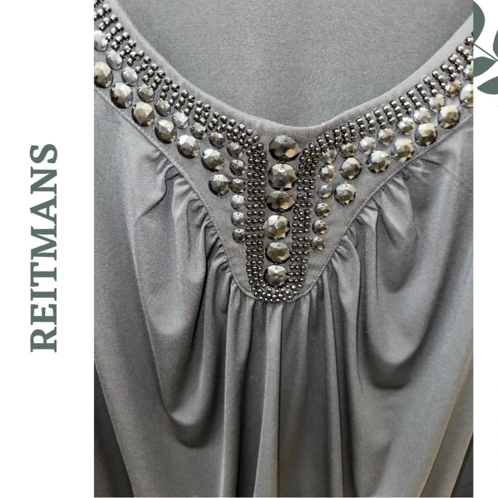 🛍️3/$40 Reitmans Black Embellished Neckline Sleeveless Top Waistband Size 3X - Picture 4 of 5